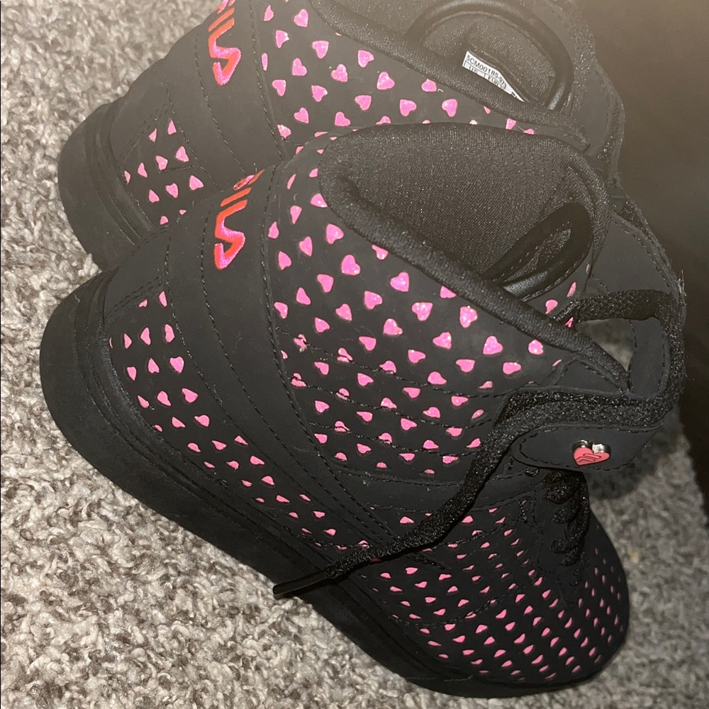Fila Kids Black and Pink Heart Boots